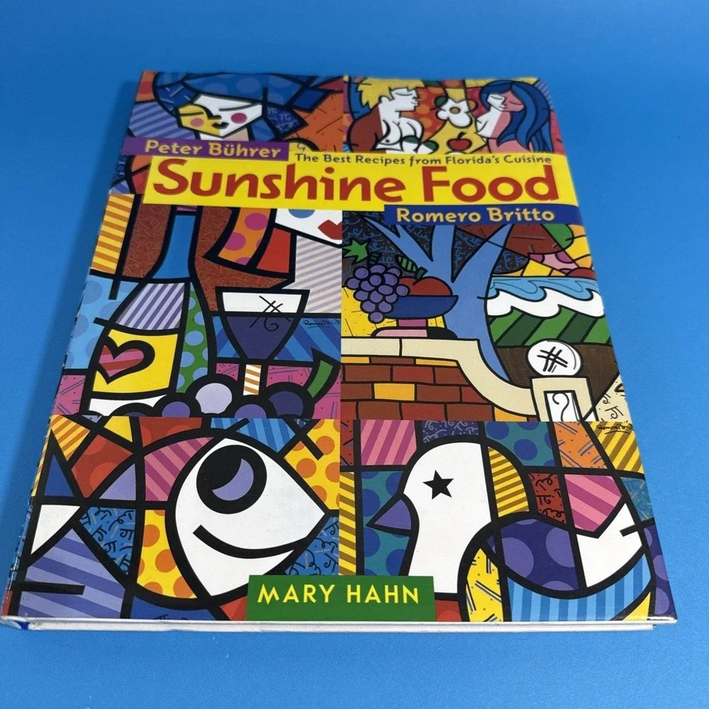 Romero Britto Signed Florida Cuisine Hardcover Cookbook Art‎ RARE VINTAGE